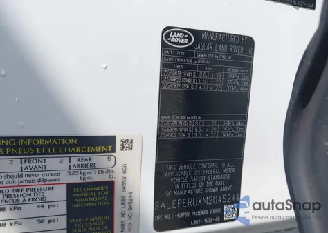 2021 Land Rover Defender 110 Se из США, поврежденный, VIN SALEPERUXM2045244